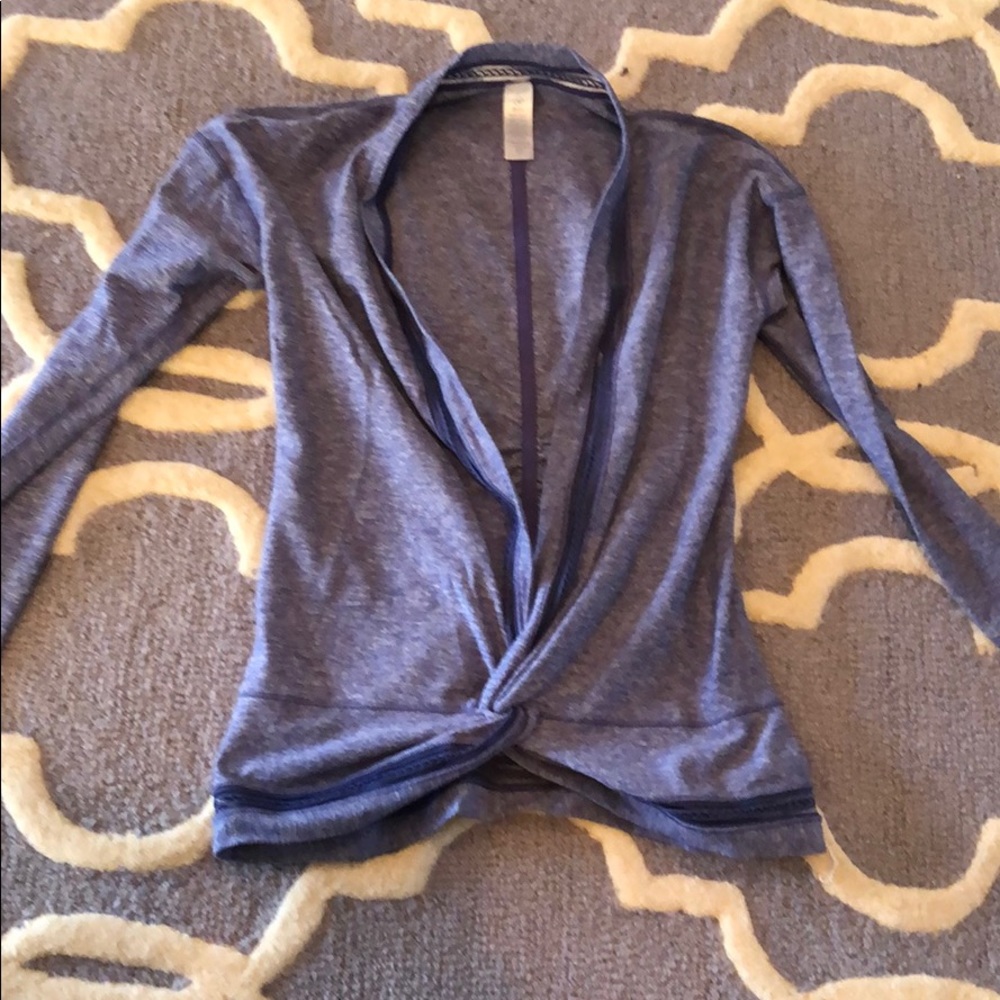 girls Ivivva open crossed front knot cardigan.